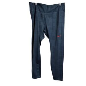 Nike OneLux 7/8 Leggings‎ Blue Plaid XL Sculpt High Rise Y2K Athleisure